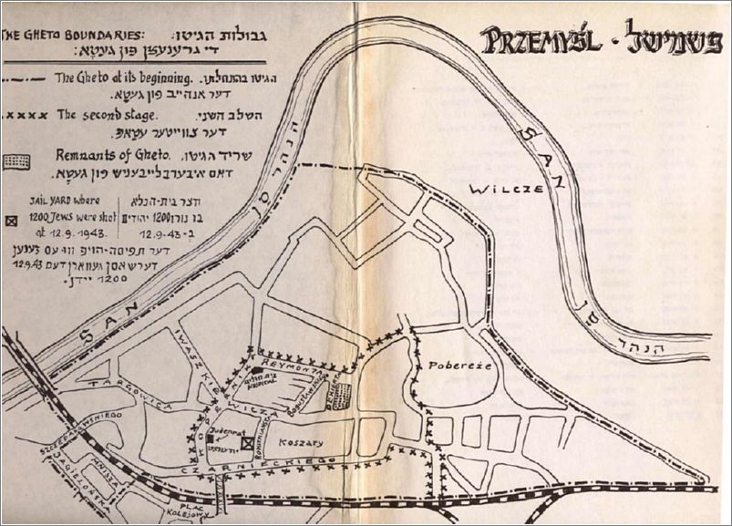 Map showing the ghetto boundaries in Przemysl